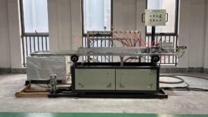 Cooling and calibration tank for plastic curtain track extrusion line